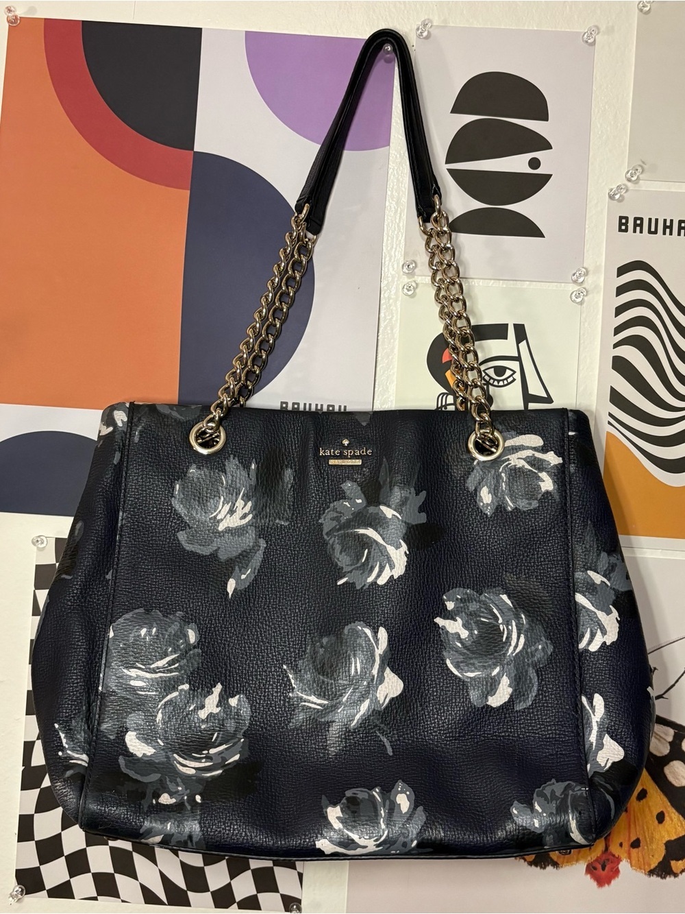 kate spade Navy Floral Chain-Handle Shoulder Bag